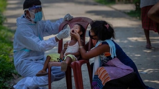 Assam government in its latest Covid guidelines decided to ease the restrictions in districts that have been recording less than 400 daily coronavirus cases for the past 10 days.(AP) Assam government in its latest Covid guidelines decided to ease the restrictions in districts that have been recording less than 400 daily coronavirus cases for the past 10 days.(AP)