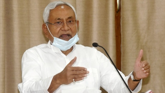 Bihar chief minister Nitish Kumar said all government and private offices will function with 100% strength from June 23 onward. (PTI ) Bihar chief minister Nitish Kumar said all government and private offices will function with 100% strength from June 23 onward. (PTI )