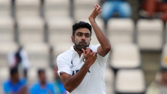 India's Ravichandran Ashwin bowls during the third day of the World Test Championship final against New Zealand(AP)