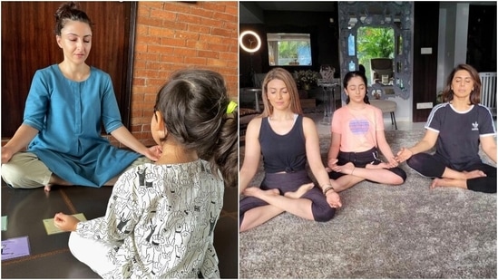 Soha Ali Khan and Inaaya, Neetu Kapoor and Riddhima set mother-daughter goals on Yoga Day(Instagram/@sakpataudi, Instagram/@neetu54)