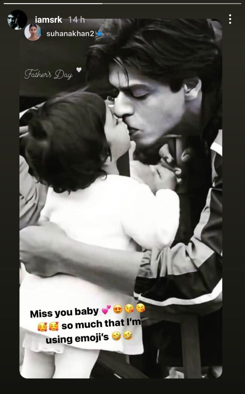 Shah Rukh Khan responds to Suhana Khan's Father's Day post.