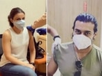 Tamil star Suriya and Bollywood stars Soha Ali Khan and Radhika Apte shared pictures after getting vaccinated for Covid-19. Tamil star Suriya and Bollywood stars Soha Ali Khan and Radhika Apte shared pictures after getting vaccinated for Covid-19.