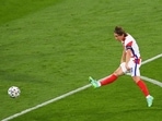 Croatia's Luka Modric scores his side's second goal during the Euro 2020 group D match between Scotland and Croatia at the Hampden Park Stadium in Glasgow..(AP) Croatia's Luka Modric scores his side's second goal during the Euro 2020 group D match between Scotland and Croatia at the Hampden Park Stadium in Glasgow..(AP)