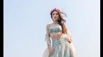 Pastel blue patchwork legenga by Sonam and Paras Modi. Pastel blue patchwork legenga by Sonam and Paras Modi.