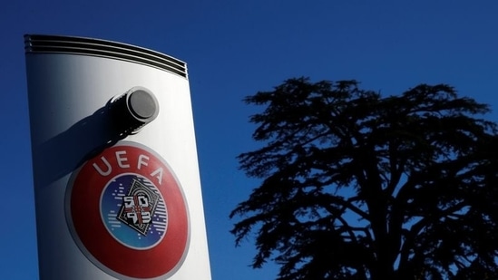 FILE PHOTO: A logo is pictured outside the UEFA in Nyon, Switzerland (REUTERS)