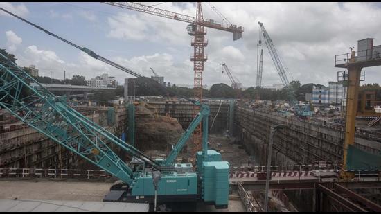 Metro work at Swargate in Pune, on June 21, 2021. (PRATHAM GOKHALE/HT) Metro work at Swargate in Pune, on June 21, 2021. (PRATHAM GOKHALE/HT)