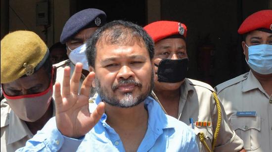 MLA from Sibsagar and activist Akhil Gogoi was produced before special NIA court in Guwahati on Tuesday, June 22. (PTI) MLA from Sibsagar and activist Akhil Gogoi was produced before special NIA court in Guwahati on Tuesday, June 22. (PTI)