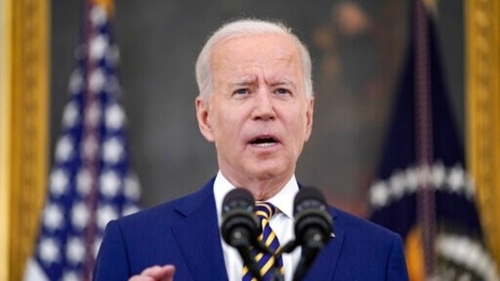 President Joe Biden speaks about Covid-19 vaccination shots, in the State Dining Room of the White House in Washington. (AP) President Joe Biden speaks about Covid-19 vaccination shots, in the State Dining Room of the White House in Washington. (AP)