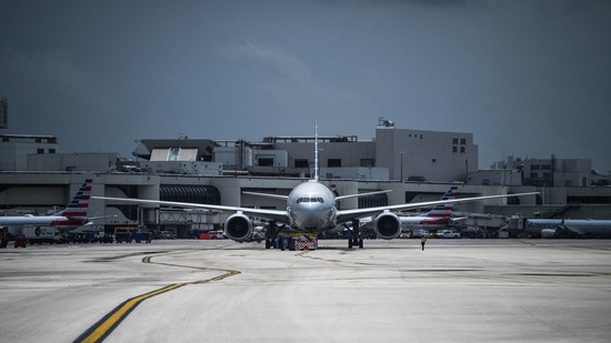 An American Airlines plane lands at the Miami International Airport in Miami. (AFP) An American Airlines plane lands at the Miami International Airport in Miami. (AFP)