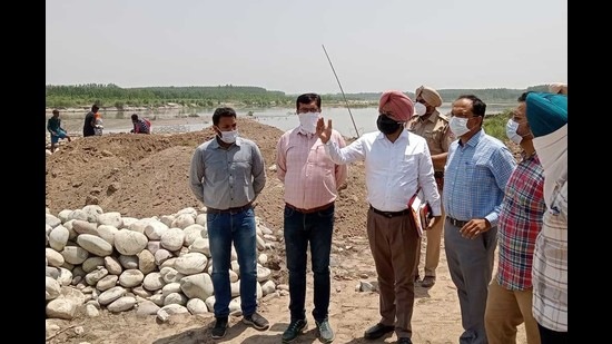 Memories of the destruction caused due to the 70-ft long breach in Sutlej’s Dhussi Bundh at Bholewal Qadim village in 2019 are still etched in locals’ minds. (HT Photo)