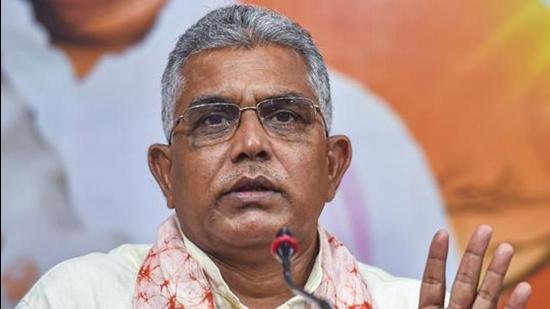 Kolkata: BJP State President and MP Dilip Ghosh interacts with media at the State party office in Kolkata, Friday, Oct 9, 2020. (PTI Photo/Swapan Mahapatra)(PTI09-10-2020_000194B) (PTI) Kolkata: BJP State President and MP Dilip Ghosh interacts with media at the State party office in Kolkata, Friday, Oct 9, 2020. (PTI Photo/Swapan Mahapatra)(PTI09-10-2020_000194B) (PTI)