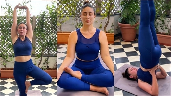 Kareena Kapoor Khan returns to Yoga with Vrikshasana, Siddhasana, Sarvangasana(Instagram/kareenakapoorkhan/therealkareenakapoor)