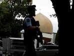 A police officer patrols outside Masjid Al Noor mosque after mosque attacks in Christchurch, New Zealand in March 2019.(Reuters / File)
