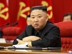 North Korean leader Kim Jong Un speaks at a meeting of the Workers' Party of Korea in Pyongyang, North Korea.