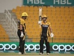 Hazratullah Zazai and Jonathan Wells of Peshawar Zalmi Hazratullah Zazai and Jonathan Wells of Peshawar Zalmi