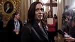 US Vice President Kamala Harris speaks to reporters after the US Senate voted on the election bill known as the For the People Act, at the US Capitol in Washington, DC, on June 22, 2021. (AFP) US Vice President Kamala Harris speaks to reporters after the US Senate voted on the election bill known as the For the People Act, at the US Capitol in Washington, DC, on June 22, 2021. (AFP)