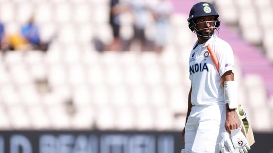 India's Cheteshwar Pujara walks back after losing his wicket. (Action Images via Reuters)