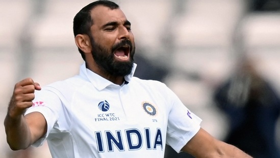 India's Mohammed Shami celebrates the wicket of New Zealand's Kyle Jamieson during the fifth day of the World Test Championship final match between New Zealand and India (ANI Photo/ICC Twitter) India's Mohammed Shami celebrates the wicket of New Zealand's Kyle Jamieson during the fifth day of the World Test Championship final match between New Zealand and India (ANI Photo/ICC Twitter)
