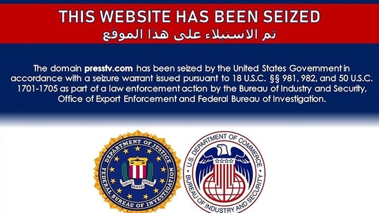 US law enforcement seized control of the websites of two Iranian state-controlled news groups, Press TV and Al-Alam, and of the Al-Masirah TV channel of Yemen's Huthis, statements posted on the websites showed on June 22. (AFP)