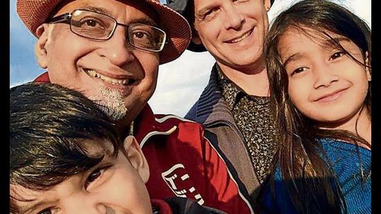 Aditya Advani and Michael Tarr with their children