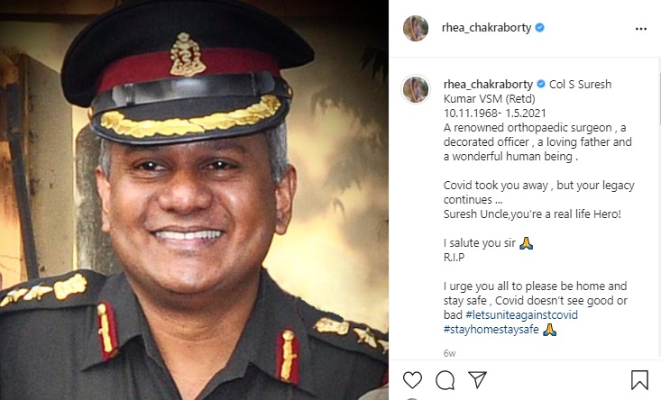 Rhea Chakraborty shared this post on May 7, 2021.