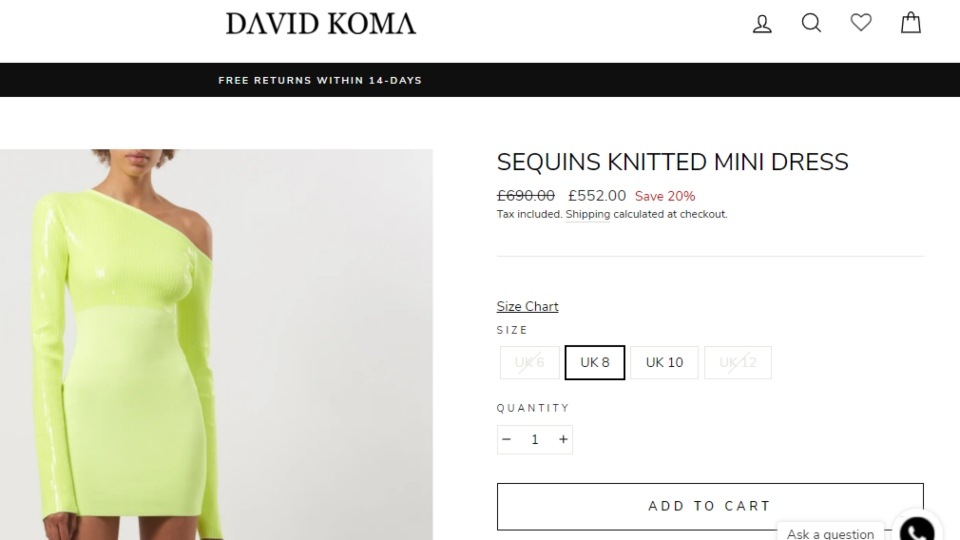 The David Koma Sequins Knitted Mini dress. (davidkoma.com) The David Koma Sequins Knitted Mini dress. (davidkoma.com)