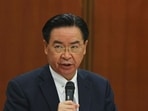 Taiwan foreign minister Joseph Wu at a news conference in Taipei.