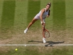 Italy's Camila Giorgi in action during her quarter-final match against Belarus' Aryna Sabalenka