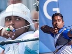 Indian archers Deepika Kumari (L) and Atanu Das (R)