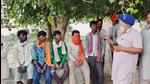 Farmers at a meeting with migrant workers at Bhullerheri village of Sangrur on Thursday. (HT PHOTO) Farmers at a meeting with migrant workers at Bhullerheri village of Sangrur on Thursday. (HT PHOTO)