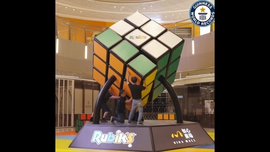 The image shows world’s biggest Rubik’s Cube. (Facebook/@GuinnessWorldRecords ) The image shows world’s biggest Rubik’s Cube. (Facebook/@GuinnessWorldRecords )