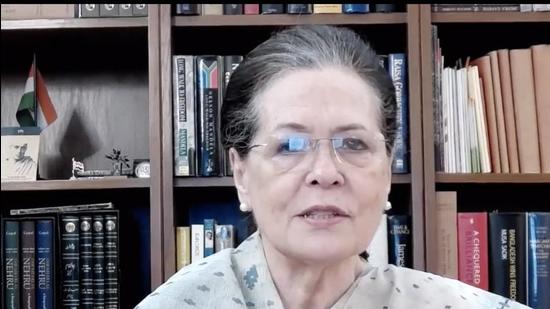 Congress leader Sonia Gandhi stressed that it was “absolutely essential that our party plays an active role” to ensure full vaccination coverage and encourages people to register for the jabs (PTI)