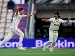 Tim Southee celebrates the wicket of India's Mohammed Shami during the World Test Championship final match. (ANI Photo) Tim Southee celebrates the wicket of India's Mohammed Shami during the World Test Championship final match. (ANI Photo)