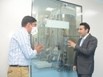 Adar Poonawalla surveying the Covavax manufacturing process at the SII plant. 