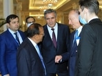 Russian NSA Nikolai Patrushev met NSA Doval for over two and a half hours on the sidelines of the SCO NSA summit in Dushanbe in Tajikistan. Russian NSA Nikolai Patrushev met NSA Doval for over two and a half hours on the sidelines of the SCO NSA summit in Dushanbe in Tajikistan.