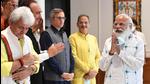 Prime Minister Narendra Modigreets Kashmiri leaders during an all-party meeting at PM House, in New Delhi on Thursday. (HT Photo) Prime Minister Narendra Modigreets Kashmiri leaders during an all-party meeting at PM House, in New Delhi on Thursday. (HT Photo)