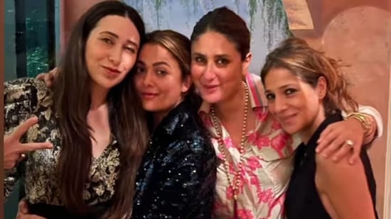 Karisma rang in her birthday along with sister Kareena Kapoor Khan, Saif Ali Khan, Amrita Arora, Samaira Kapur, Taimur Ali Khan, among others.(Instagram)