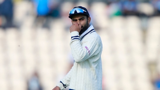 India's captain Virat Kohli reacts during the sixth day of the World Test Championship final cricket match.(AP)