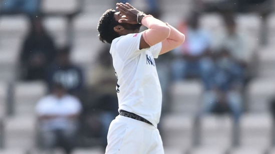 Jasprit Bumrah reacts after a catch does down off his bowling. (Getty Images)