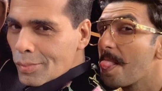Karan Johar and Ranveer Singh pose for a selfie.