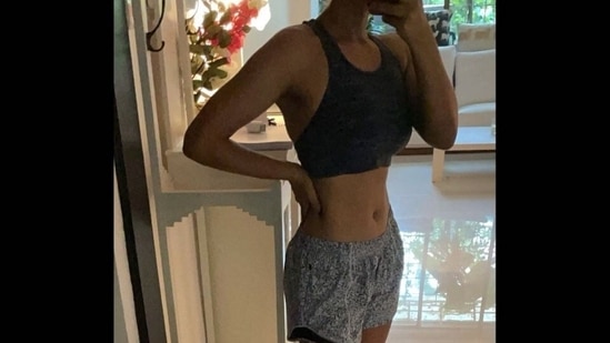 Taking to her social media handle, Masaba shared a picture featuring her in a black sports bralette top, teamed with a pair of shorts and flaunting a waistline to die for. “I am as committed to my health as I am to my business &amp; my relationships.Say this to yourself every single day. You have to make one thing about Fitness non-negotiable in your life. It all starts there (sic),” she asserted.(Instagram/masabagupta)