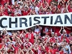 Denmark fans cheering Christian Eriksen.