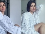 Mouni Roy in oversized printed white shirt promotes self-love and positivity(Instagram/@imouniroy) Mouni Roy in oversized printed white shirt promotes self-love and positivity(Instagram/@imouniroy)