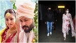 Yami Gautam and Aditya Dhar were seen at the Mumbai airport. Yami Gautam and Aditya Dhar were seen at the Mumbai airport.