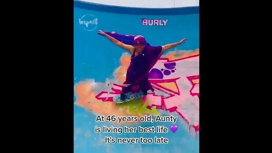 The video of the saree-clad skater will leave you in awe. (Instagram/@Aunty Skates)