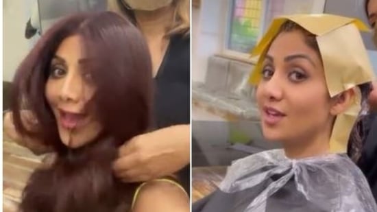 Shilpa Shetty shows off her new hair colour.