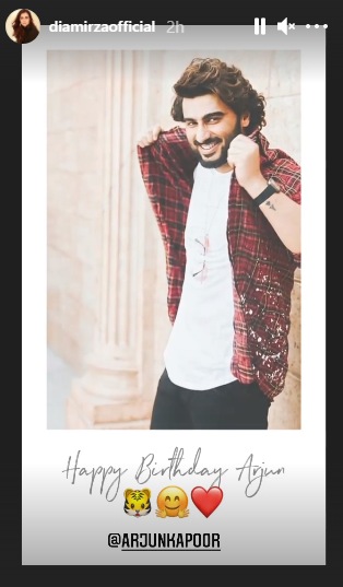 Dia Mirza wished Arjun Kapoor in his birthday.