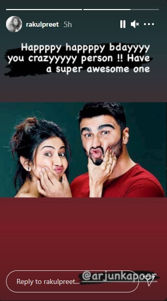 Rakulpreet Singh wished Arjun Kapoor in his birthday.