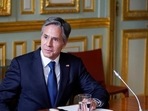 US secretary of state Antony Blinken attends a meeting with French President Emmanuel Macron at the Elysee Palace in Paris, France June 25, 2021. 