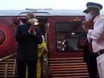 President Ram Nath Kovind, during his train visit to Kanpur, accepted public greetings at Jhinjhak and Rura railway stations in Kanpur Dehat and met old acquaintances from his early days in school and social service. (ANI Photo)